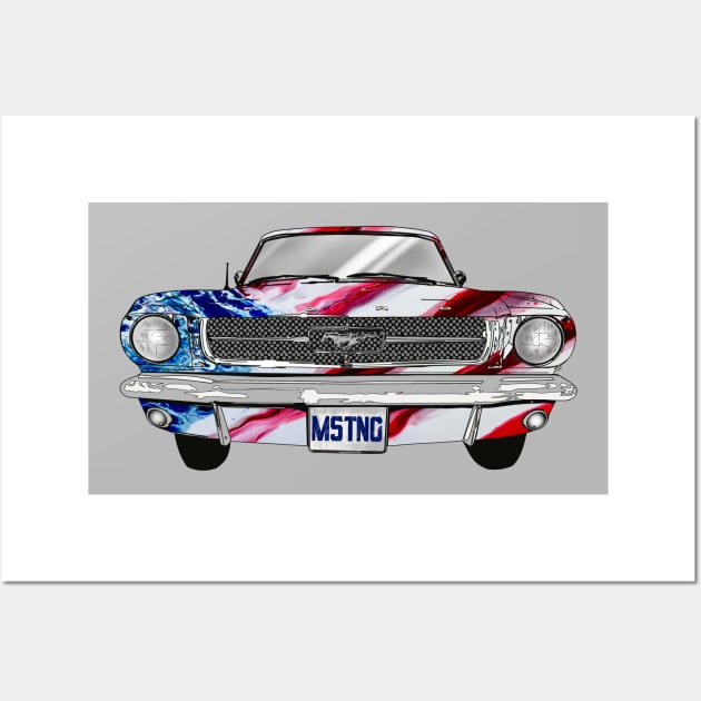 Ford Mustang with American Flag Bodywork Wall Art by Artist Rob Fuller